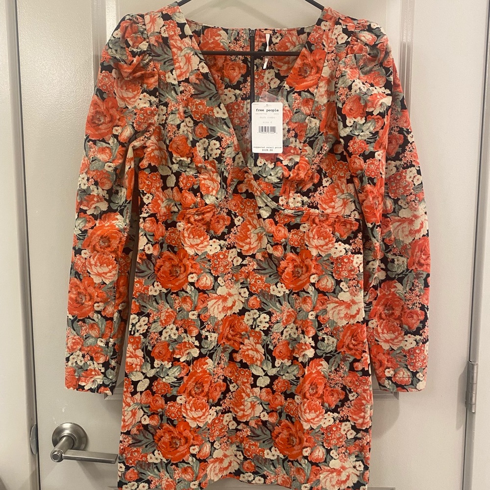 Free People Red Floral Kapowski Mini Dress